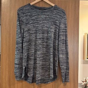 Banana Republic:  Long-sleeved Tunic-like Tee, Size M, Heathered Navy w/Gray